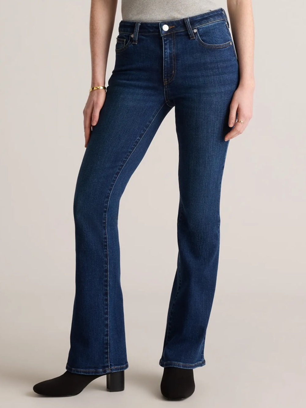 Quince Luna Stretch Flare Jeans Size 32 X 32 Length Midnight Blue